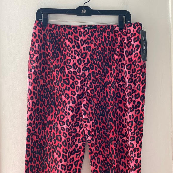 Lafayette 148 NY hot pink leopard cotton blend pants.Size 8.Side zipper